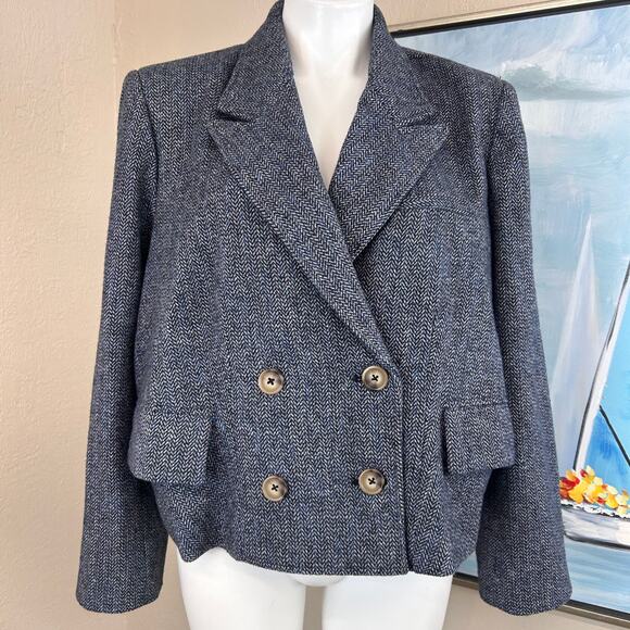 Free People Blazer- Heritage Double Breasted Cropped length size Large - Picture 3 of 9